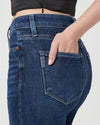 dark blue wide leg high waist jeans pocket rear