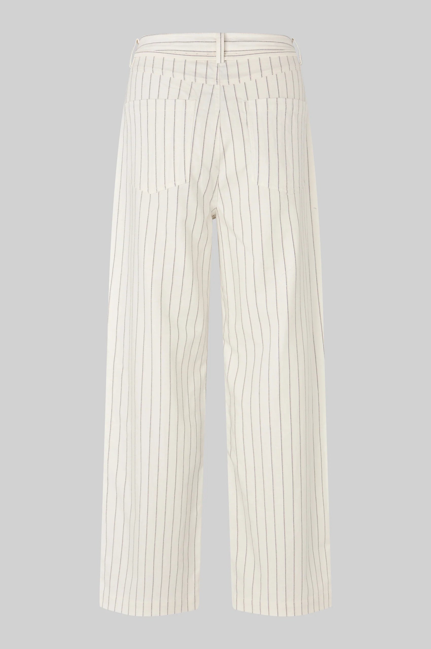 White pants with thin black stripes on a gray background from Second Female