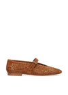 Brown perforated ballet flat on a white background