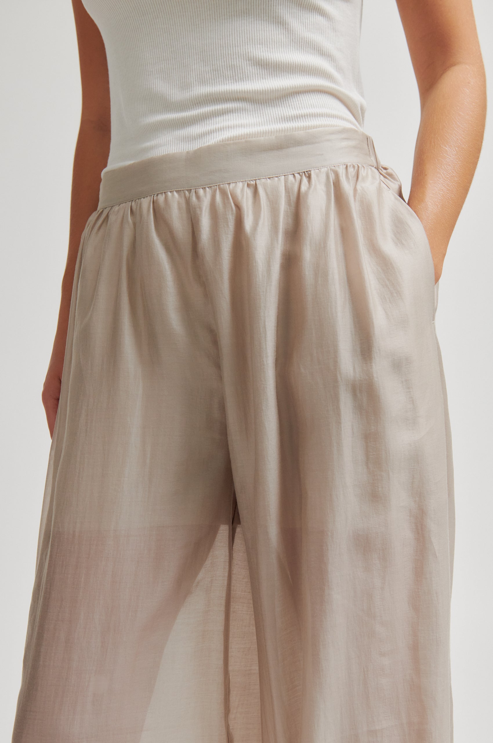 Beige pants worn by a person on a plain background from Second Female