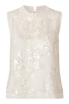 White sleeveless top with sequin detailing on a white background from secnd female