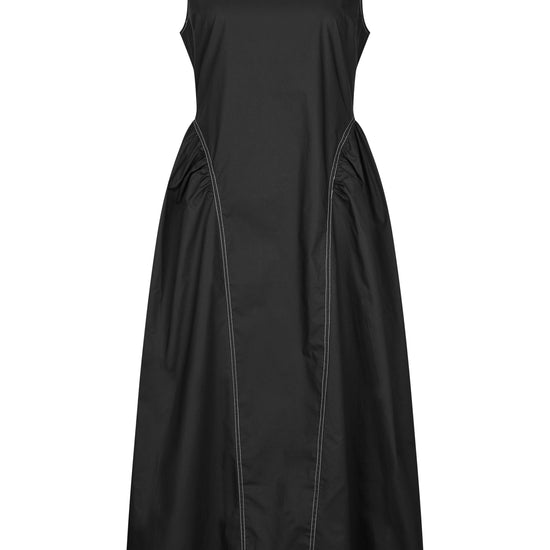 Black sleeveless dress on a white background from second female