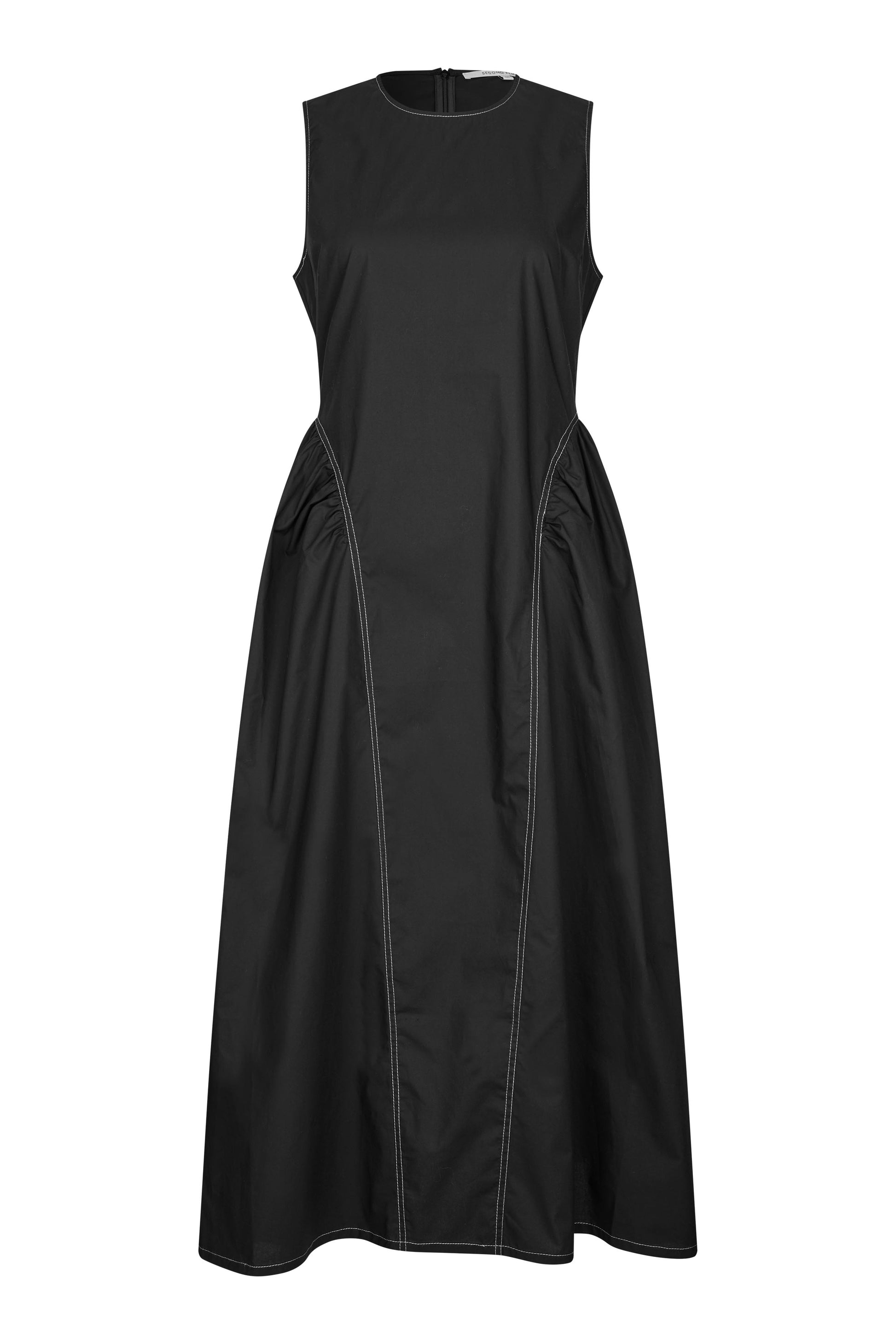 Black sleeveless dress on a white background from second female