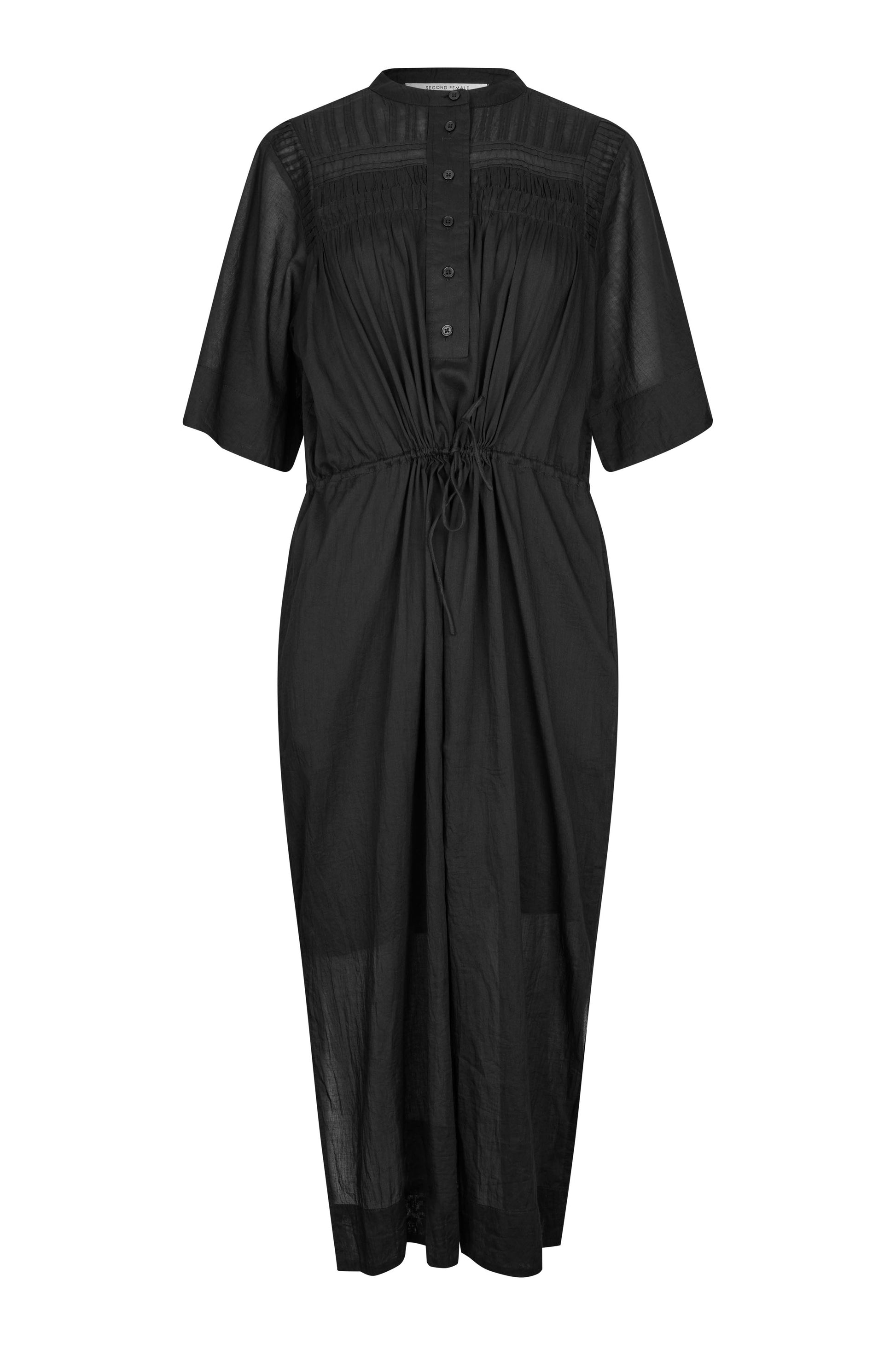 Black dress with short sleeves on a white background from second female