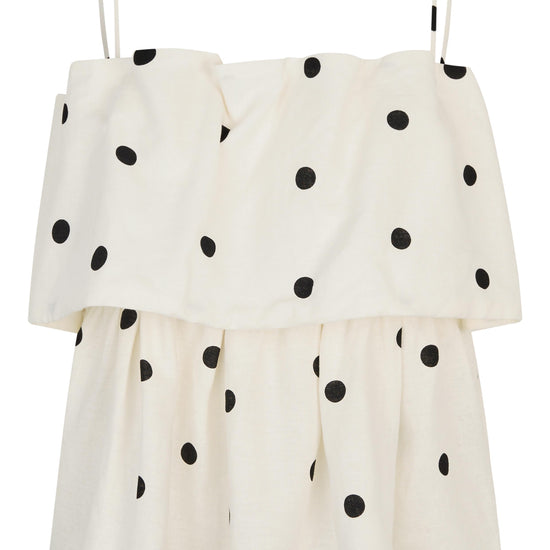 spaghetti strap top in white with black polka dot from second female