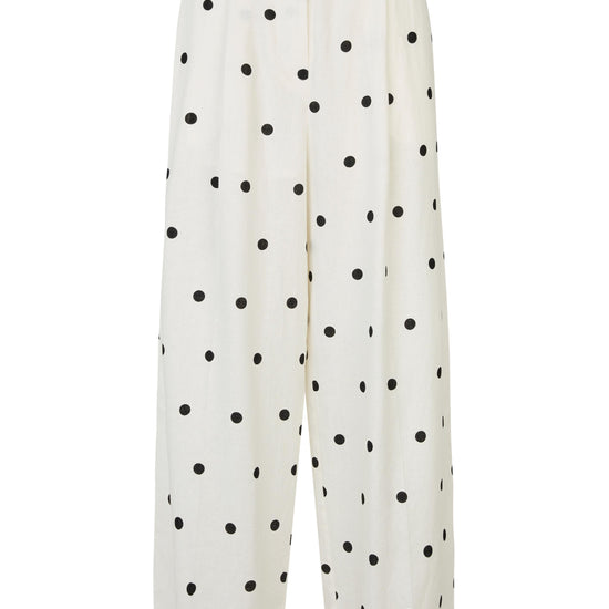straight leg trousers in white with black polka dot detail from second female