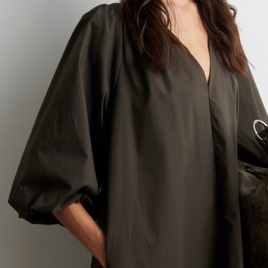 V neck dark khaki dress from Second Female