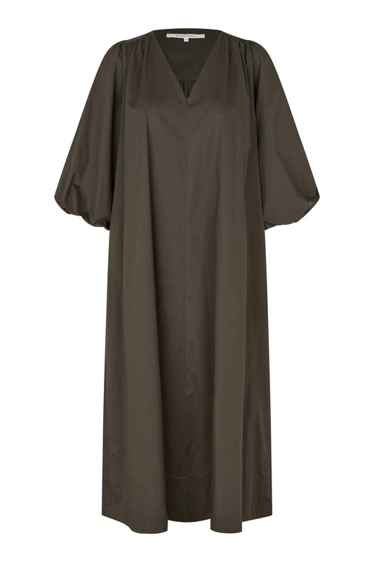 V neck dress in dark khaki green from Second Female