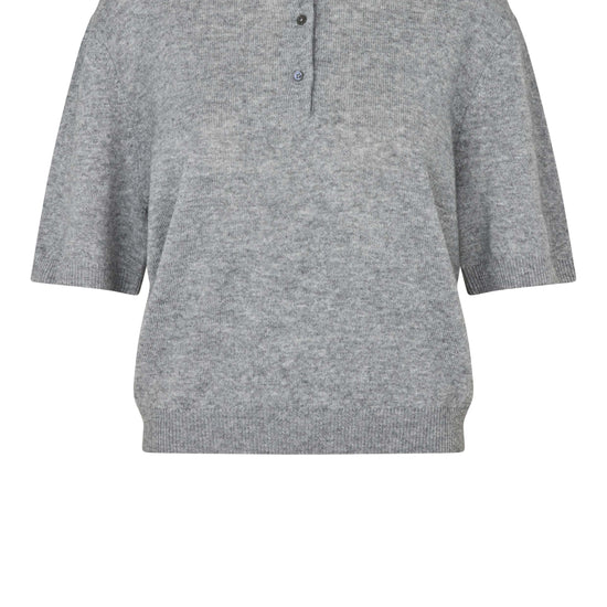 Gray polo shirt wool and cashmere blend on a white background from Second Female