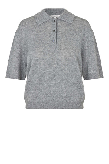 Gray polo shirt wool and cashmere blend on a white background from Second Female
