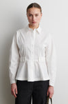 White collared shirt with long sleeves and waist detail from Second Female