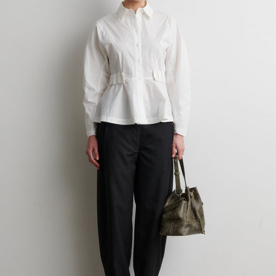 White shirt worn with black trousers from Second Female