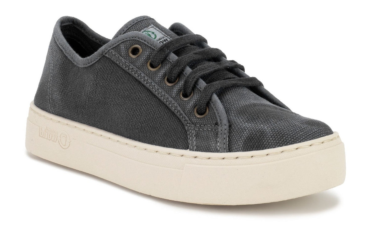 Grey washed out plimsole with laces and thick rubber sole