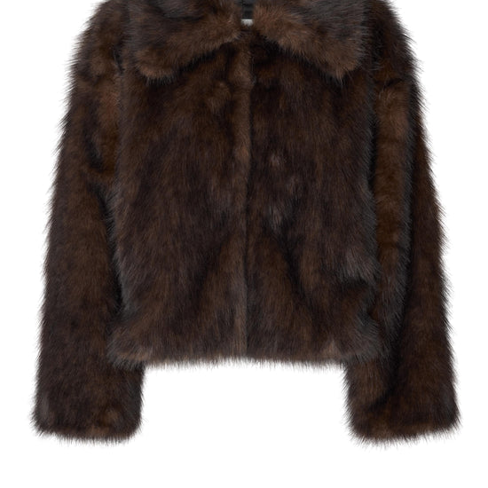 Brown fur jacket on a white background from Second Female