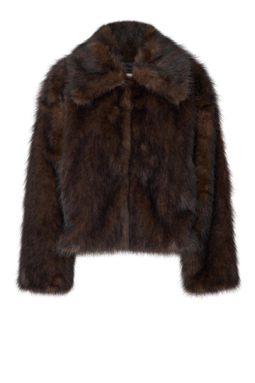 Brown fur jacket on a white background from Second Female