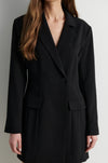 black blazer minidress on model