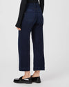 blue wide leg high rise jeans rear view