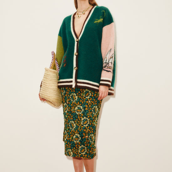 v neck oversized colourful block cardigan from alemais