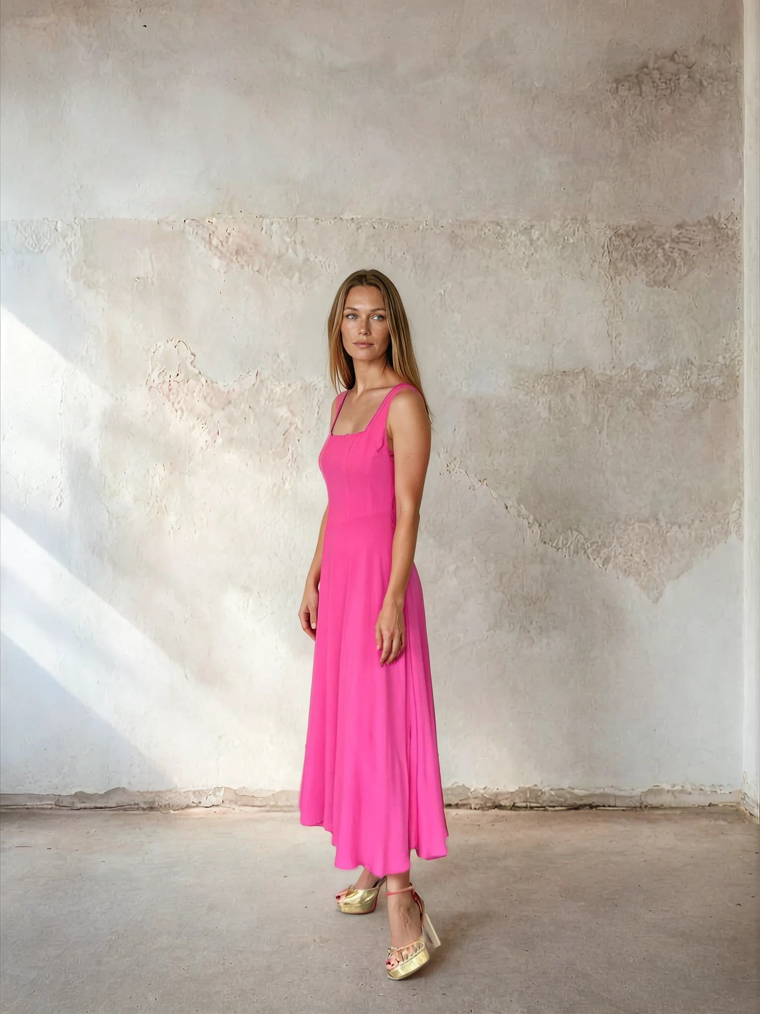 Hot pink fit and flare dress from Sirens