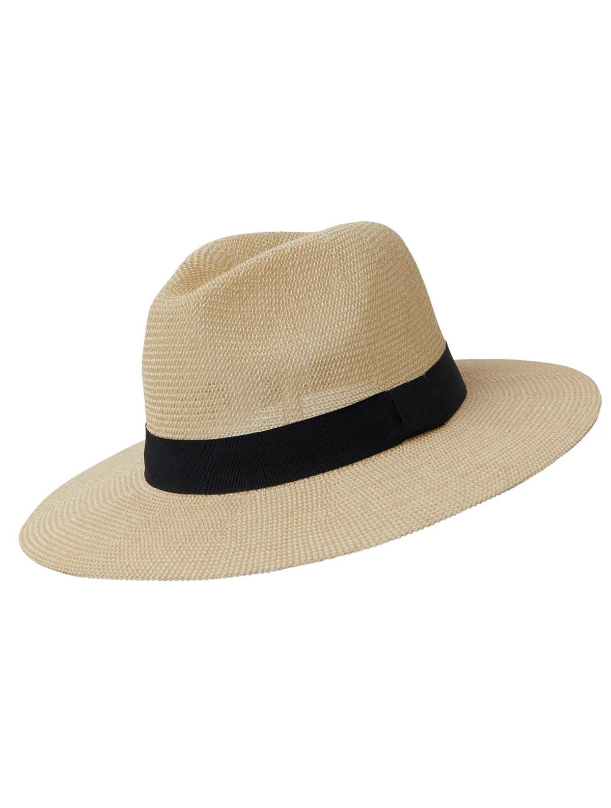 Panama hat with a black ribbon
