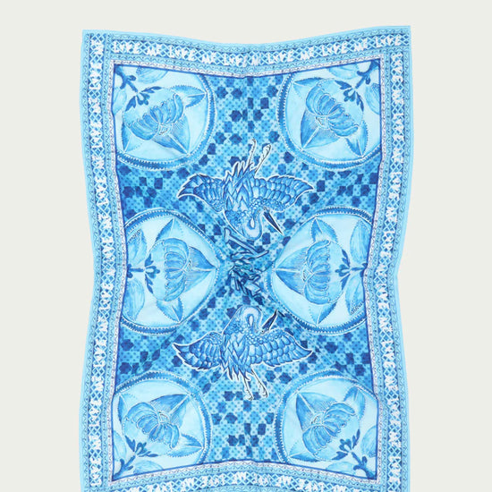 rectangular blue print scarf from me369