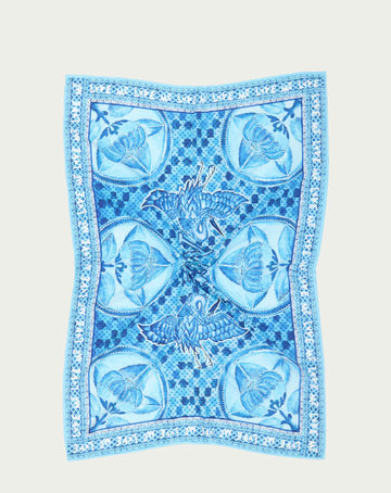rectangular blue print scarf from me369