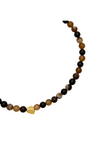  chocolate brown multi stone choker necklace with golden nugget in centre and lobster clasp close up