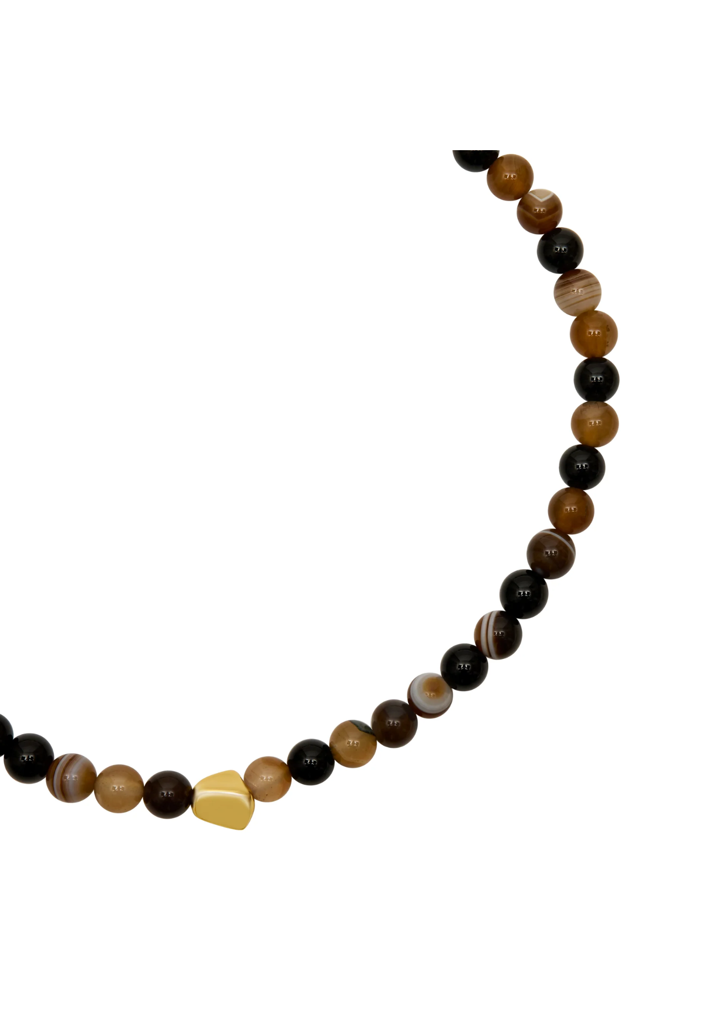  chocolate brown multi stone choker necklace with golden nugget in centre and lobster clasp close up