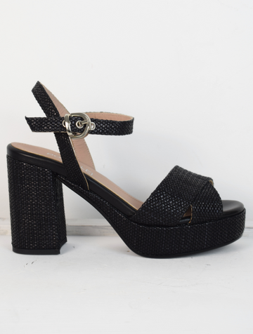 Dubai Sandal Raffia Black