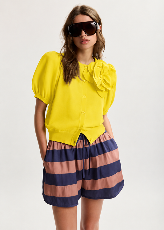 Jumpo Brooch Cardigan Amalfi Lemon