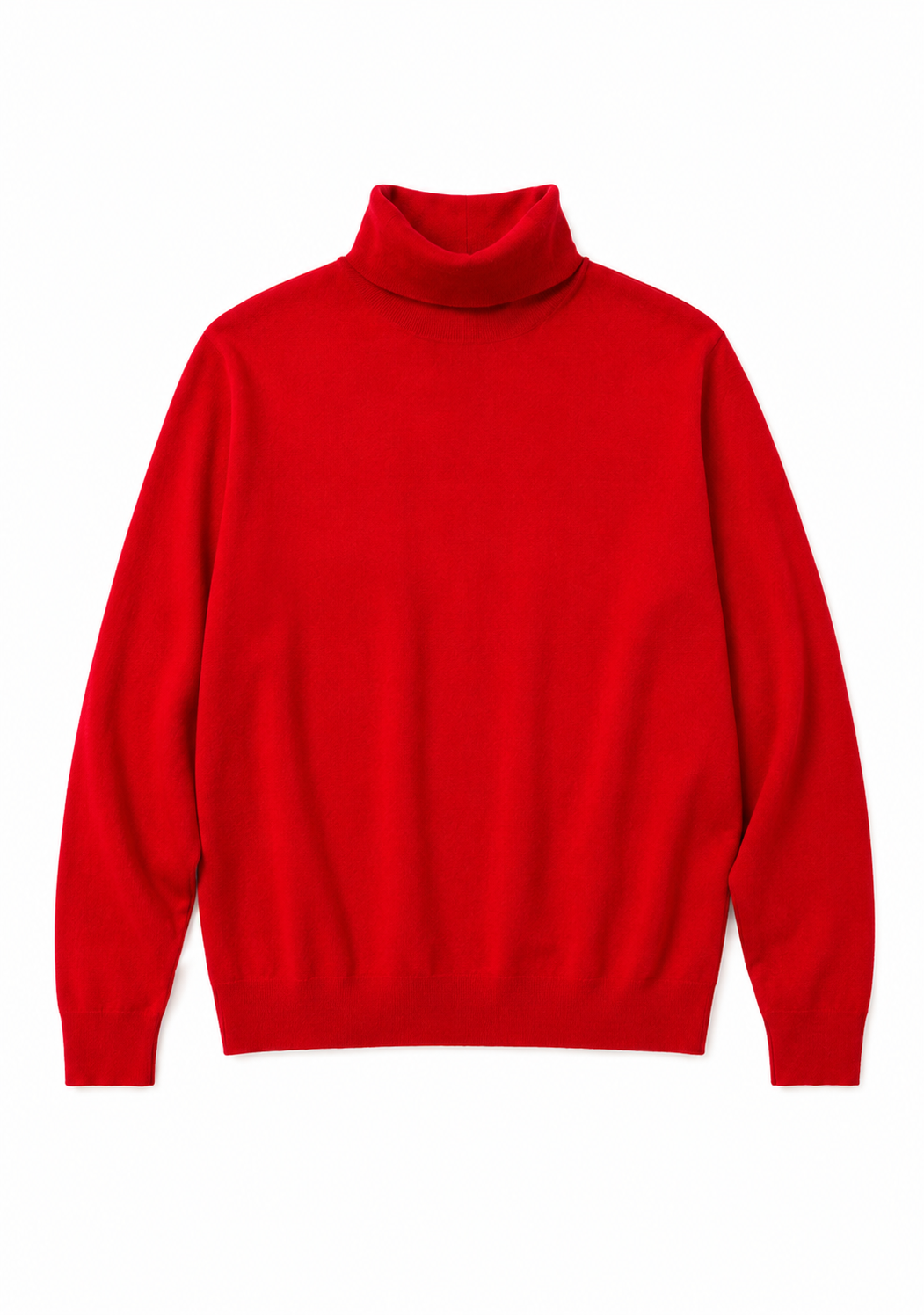 Red turtleneck sweater on a white background