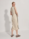 Knitted mid length sleeveless dress with contrast stitch detailing  rear view