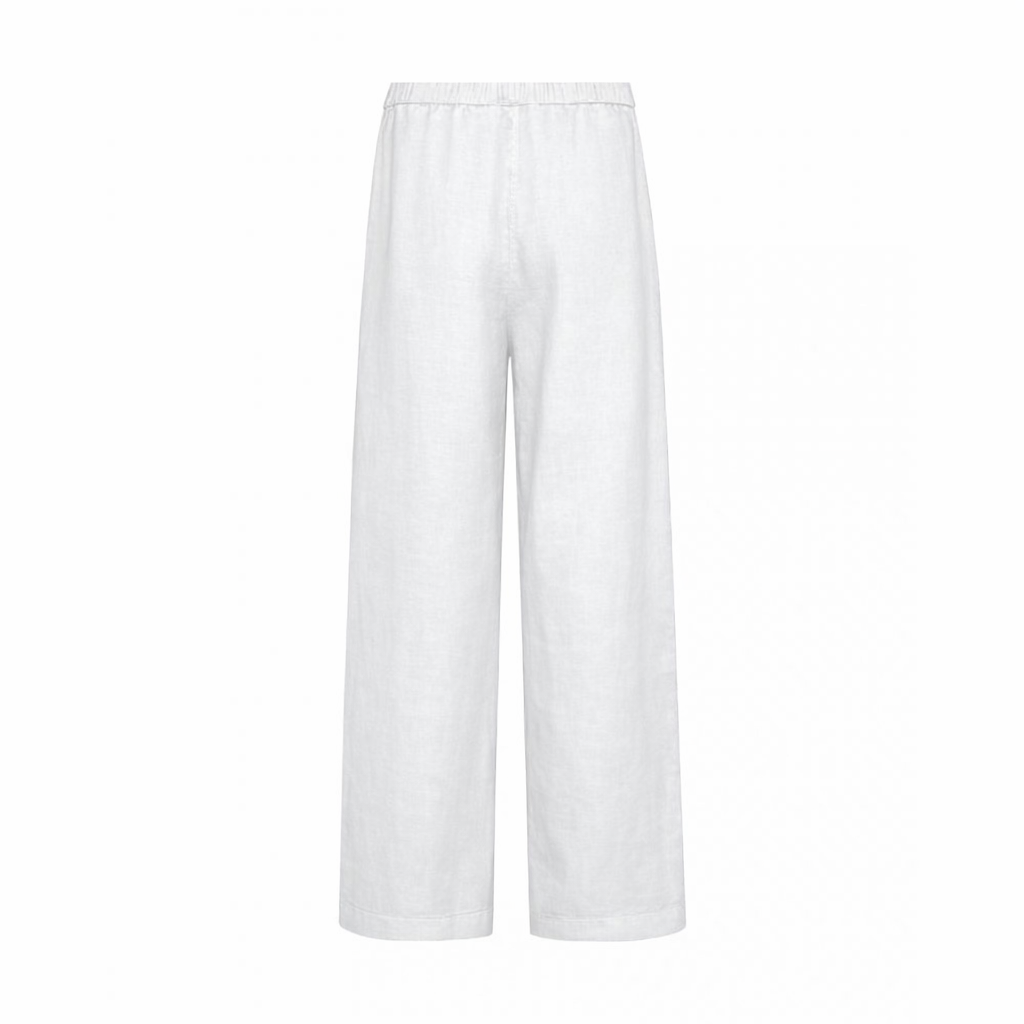 White linen trousers with an elasticated waist from Mos Mosh