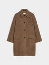 Brown check wool coat on a white background