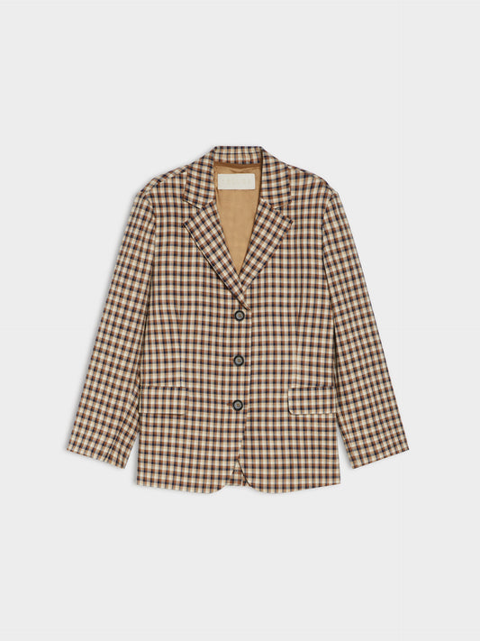 Checkered blazer on a light gray background