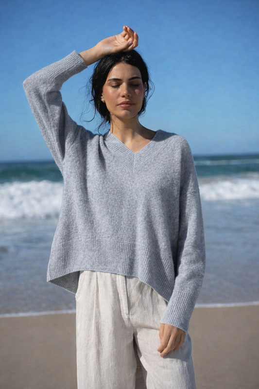 June Cashmere Knit Grey Marle