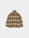 khaki and pink check coat on a white background