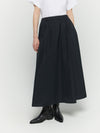 Front view of black skirt with elasticated waist