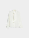 white blouse with neck tie on white background