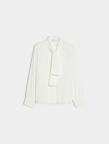 white blouse with neck tie on white background