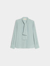 green blouse with neck tie on white background 