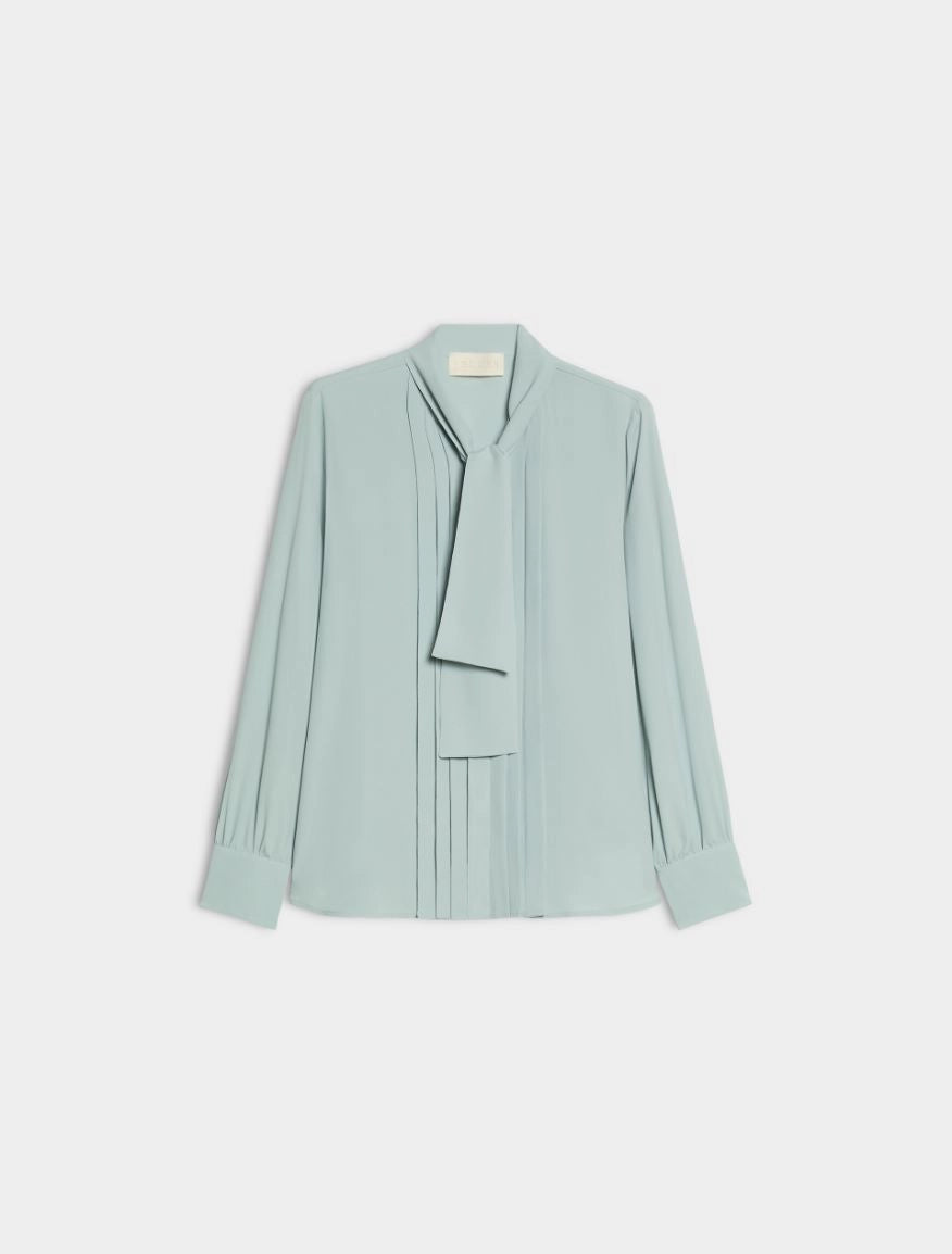 green blouse with neck tie on white background 