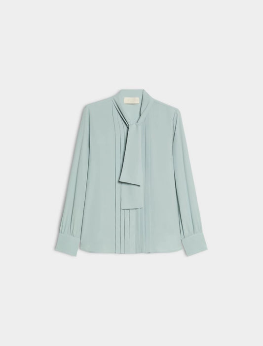 green blouse with neck tie on white background 