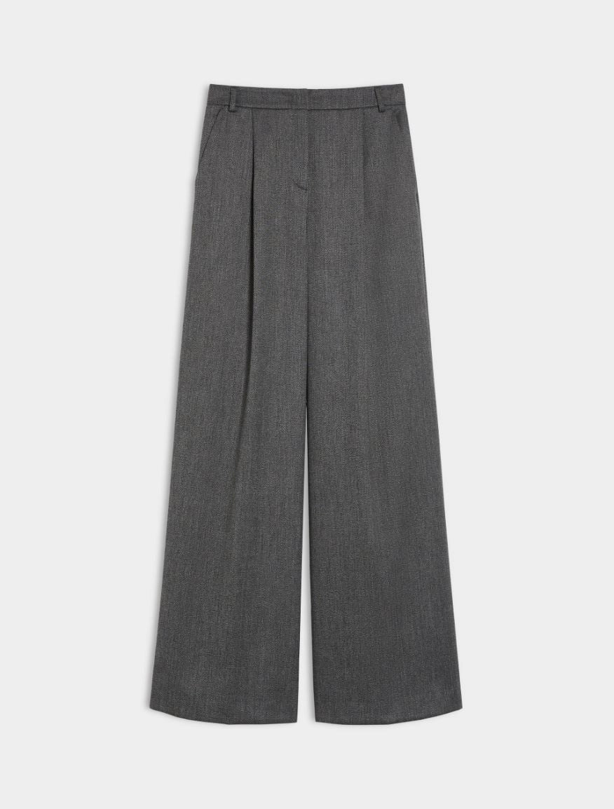 Gray wide-leg pants on a light gray background from iBlues