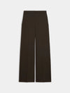Dark brown wide-leg cropped trousers shown flat against a light gray background.