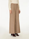 Brown check wide leg trousers on a white background side view