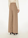 Brown check wide leg trousers on a white background rear view