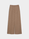 Brown check wide leg trousers on a white background