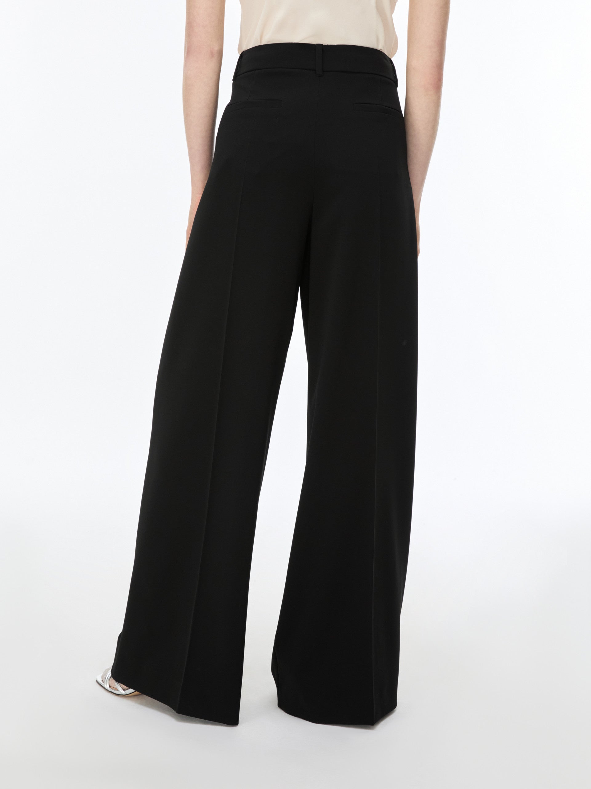 wide leg pleated trousers rear view