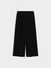 black wide leg pleated jeans on white background